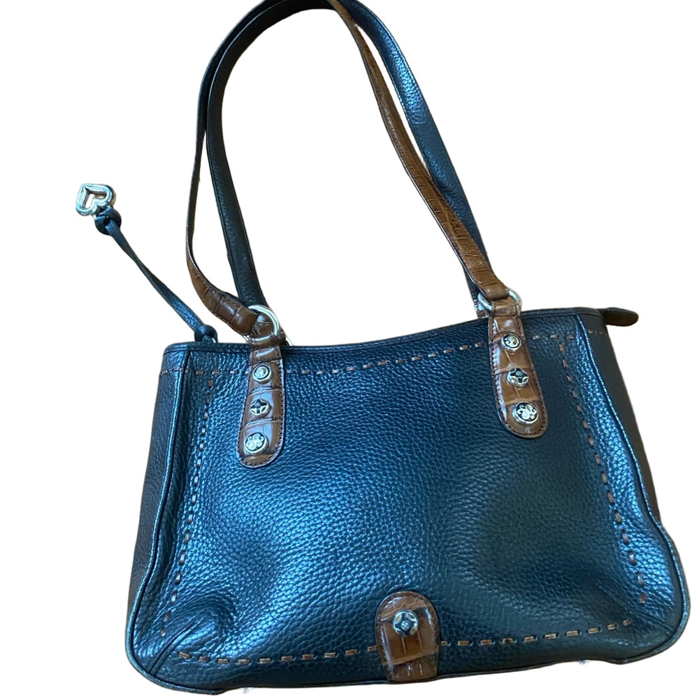 Brighton Black and Tan Leather Shoulder Bag